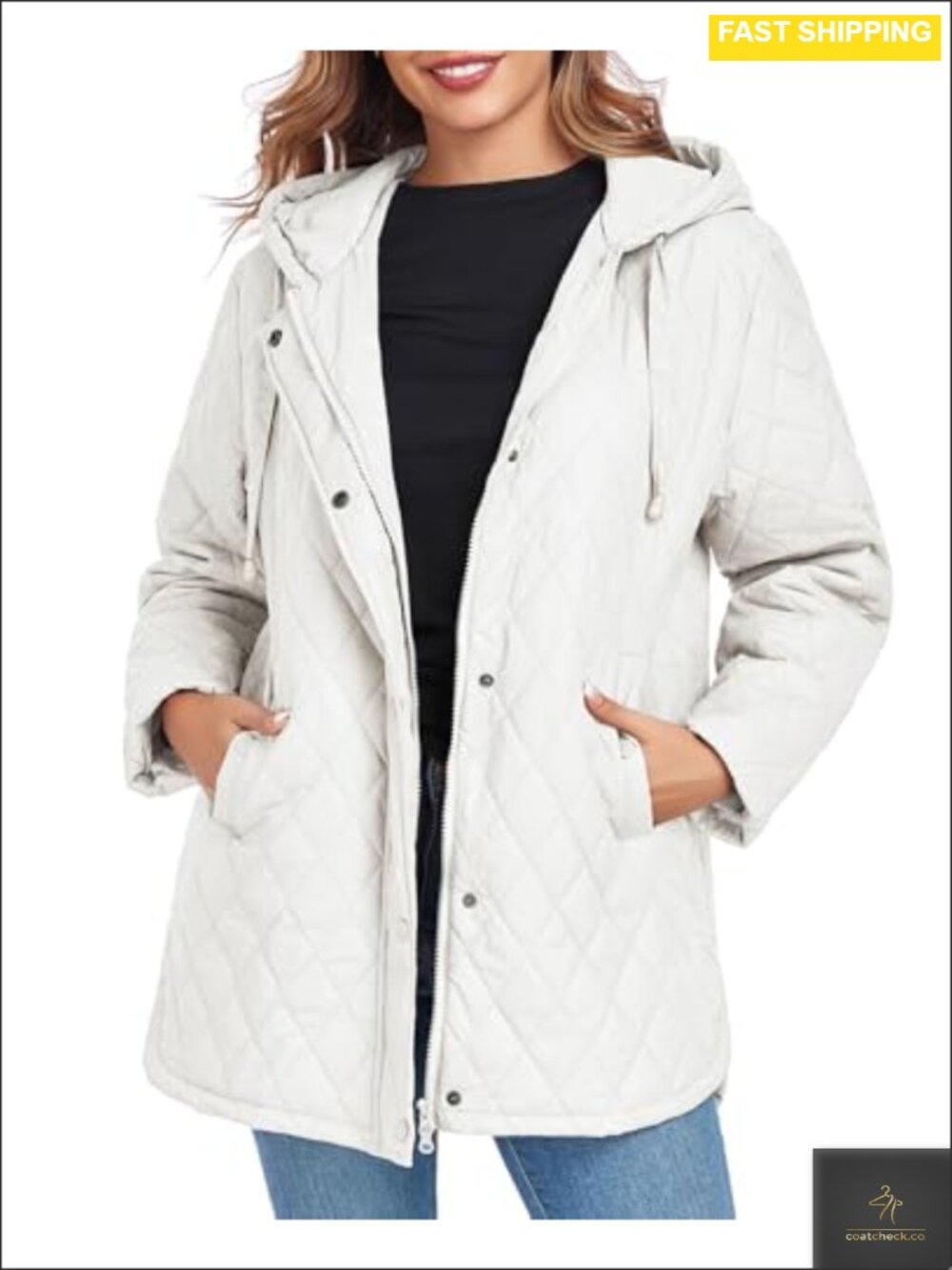 Women Oversized Quilted Puffer Jacket Hooded Zip Up Long Sleeve Coat